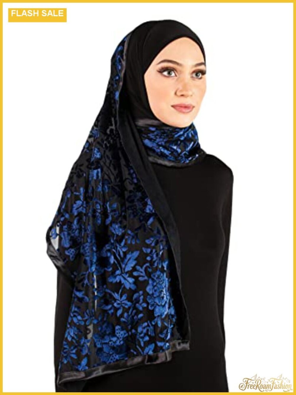 Women's Kuwaiti Hijab Lycra Hood with Chiffon Satin Wrap Headscarf